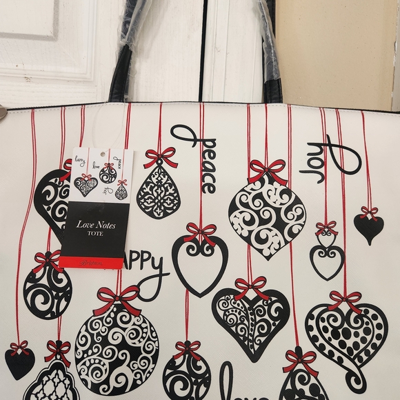 Brighton Handbags - Brighton Love Notes Tote - Black, White, Red Ornament Design Tote NWT